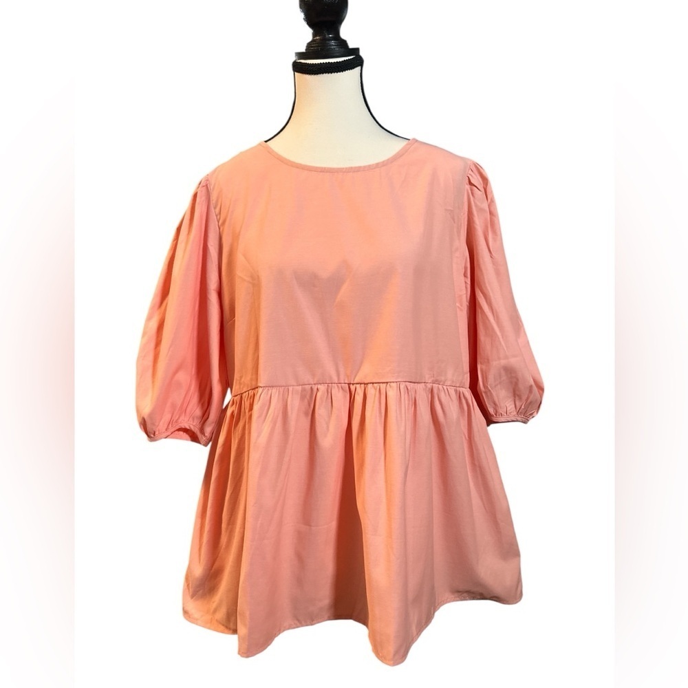 Umgee Coral Puff Sleeve Blouse